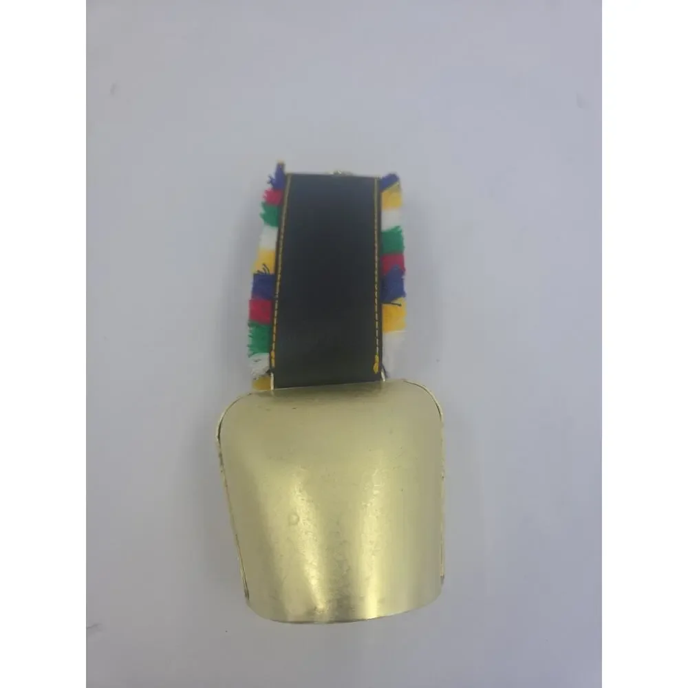 Vintage Swiss Cowbell w/ Edelweiss Floral Strap Decorative Alpine Bell